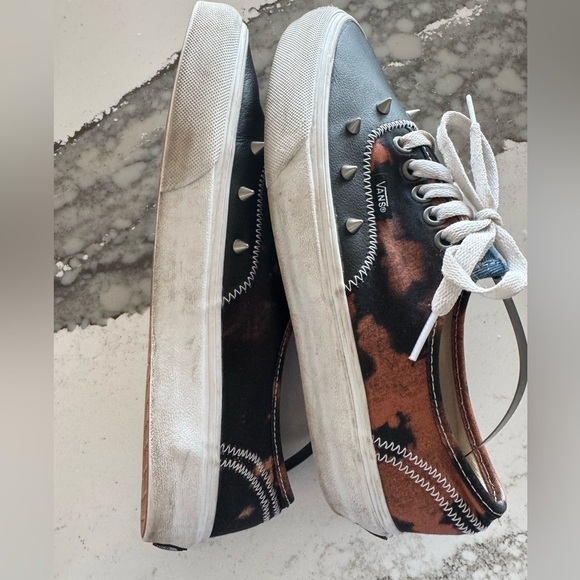 Vans Tartan Daze acid Tie dye Spikes Punk Gothic Leather shoes - Picture 7 of 8